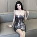Sexy Spaghetti Strap Dresses For Women Shiny Night Club Outfits Backless Wrap Hip Miniskirts Woman Clothing Pencil Dress New_ecoleips.com