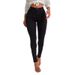 Women's Fleece Lined Skinny Jeans mid Rise Slim Fit Stretch Black Spring Autumn New Style_ecoleips.com