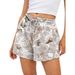 2025s 2025 New Women's 3D Printed Drawstring Casual Shorts_ecoleips.com