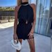 Spring/Summer Women's Casual Solid Color Jumpsuit Semi High Neck Sleeveless Backless Design European American Style Shorts_ecoleips.com