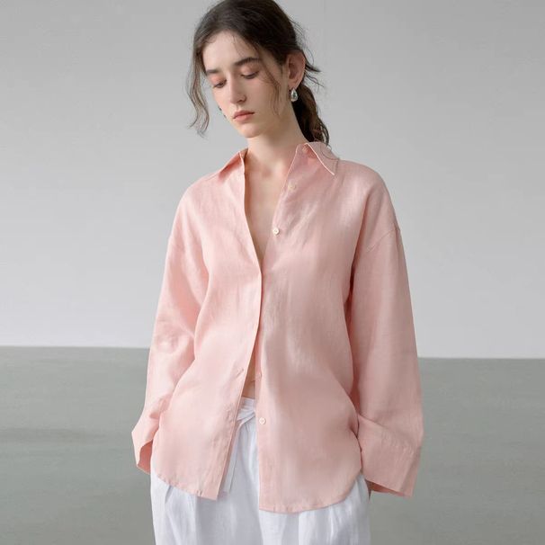 French-style Cotton-linen Shirt For Women, Long-sleeved White Top, Casual Work Shirt, Loose, Cool And Breathable, 26_ecoleips.com