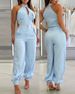 Women's Clothing High Neck Sleeveless Top Elastic Adjustable Waist Joggers Women's Clothing Sets_ecoleips.com
