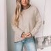 "Split Hem Sweater – Classic Crewneck (Light Khaki/Green/Charcoal) | Effortless Layering"_ecoleips.com