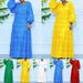 Plus Size V-Neck Bow Tie Floral Embroidered Dress – Lantern Sleeves & Pleated Maxi Dress For Women_ecoleips.com