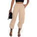 Women’s Clothing Summer New Women's Loose Casual Parachute High Waist Elastic Drawstring Pocket Overalls Trousers_ecoleips.com