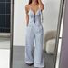 Women's Clothing Two Piece Suits Women's Summer Fashion Outing Striped Tie Suspenders And Wide Leg Pants_ecoleips.com