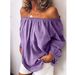 2026 Fall/Winter European And American Cross-Border Off-Shoulder Elastic Ruched Cotton Linen Solid Color_ecoleips.com