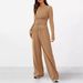 Women's Casual Suit Asymmetrical Long Sleeve T-Shirt Wide Leg Pants Sportswear_ecoleips.com
