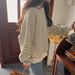 Elegant Striped Sweatshirt Women, Spring And Thin Style, 2023 New Loose Chic Hong Kong Style Early Autumn Top For Women_ecoleips.com