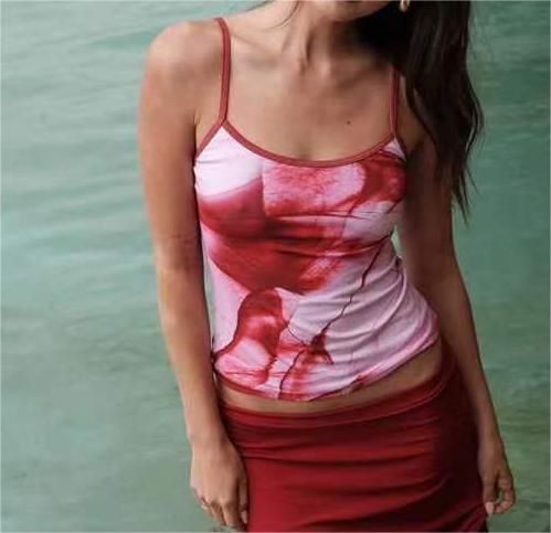 Women's Clothing Printed Sexy Camisole New Arrival Contrast Color Sexy Backless Slim Hot Girl Small Vest In Stock_ecoleips.com