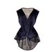 Mature Sophisticated Women's Vest Sheer Lace Detailing Back Fitted Waist Asymmetrical Design Outerwear_ecoleips.com