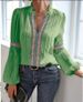 Women's Clothing Women's V Neck Top Lace Trim Lantern Sleeve Solid Color Fashion For Formal & Casual For Women_ecoleips.com