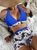 High-Waist Women's Bikini Set Swimwear Quick-Dry Adjustable Tied Solid Print Design Beach And Pool Swimsuits_ecoleips.com