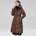 Women's Clothing Women's Winter Long Quilted Coat With Adjustable Waist, Oversized Knee-Length Thickened Padded Jacket Coat With Adjustable Waist_ecoleips.com