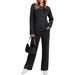 Autumn Casual Long-Sleeved Drawstring Plain Color Commuting Pants Fashion Set For Women_ecoleips.com