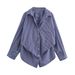 Aria Basics Aria Basics 2025 Autumn New European And American Style Bat Sleeve Loose Striped Shirt 3067105_ecoleips.com