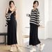 Autumn New Korean Fashion Knitted Strap Two-Piece Maternity Dress_ecoleips.com