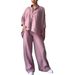 Women's Clothing Women's 2-Piece Set Plus Size Fashion Shirt Suit High Waist Loose Trousers_ecoleips.com
