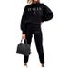 Women's Printed Two Piece Tracksuit, Long Sleeve Pullover Top And Drawstring Waist Pants, Casual Sportswear For Spring And Fall_ecoleips.com