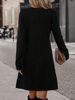 Women's Colorblock Round Neck Dress, Casual Long Sleeve Crew Neck Dress For Fall & Winter, Women's Clothing For Daily Wear_ecoleips.com
