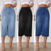 Women's Clothing Retro Non Elastic Half Length Denim Skirt Women's Mid Length Slit Half Skirt_ecoleips.com