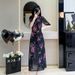New Chinese-Style Traditional Dress For Women-Summer High-End Fashion With Slimming Effect, Floral Chiffon Long Skirt_ecoleips.com