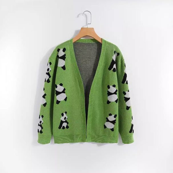 2024 European And American Women's Fashion V-neck Cross-border Autumn/Winter New Elegant Cardigan Sweater_ecoleips.com