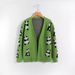 2024 European And American Women's Fashion V-neck Cross-border Autumn/Winter New Elegant Cardigan Sweater_ecoleips.com