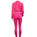 Women's Casual Two-Piece Set Zip-Up Elastic Waist Trousers Oversized Long Sleeve Top Work-to-Weekend Polyester Blend_ecoleips.com