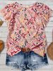 Spot Goods Women's Floral Top Spring Summer New European American Style Ruffle Sleeves Short Sleeve Casual Blouse for Ladies_ecoleips.com