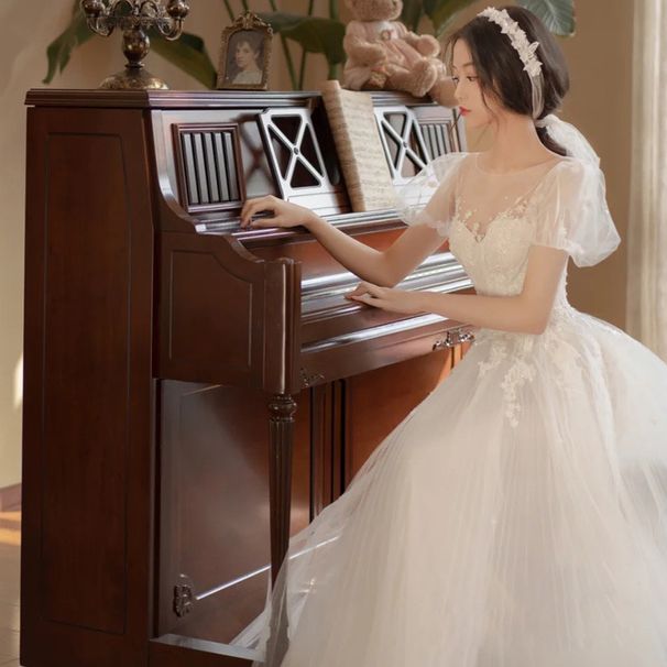 Women's Clothing New Style Super Fairy Simple Bride Temperament Go Out Yarn Travel Shooting Dress Skirt_ecoleips.com