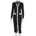 French Style Tweed Inspired Long Dress Elegant Open Front Cardigan Design Single Breasted Slim Waist Color Block Women Cocktail Party Dress_ecoleips.com