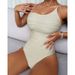 Women's Pleated One Piece Swimsuit American Style Conservative Slimming Flattering Beach Hot Spring Swimwear_ecoleips.com