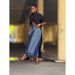 Women's Color Block Wide Leg Cropped Jeans Street Style Elastic Drawstring Pleated 2026 New Style Cross Border Independent Website_ecoleips.com