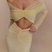 Elegant Mesh & Shirred Bodycon Midi Dress With Cut-Out Detail, Off-Shoulder Chic For Women Versatile Midi Length_ecoleips.com