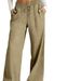 Women's Summer Casual Belted Beach Vacation Pants Loose Fitting with Pockets European American Style Fashion Polyester_ecoleips.com