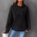 Women's Clothing A White Ink Print Pullover Hooded Long Sleeved Splicing Waffle Sweatshirt_ecoleips.com