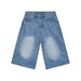 Women's American Retro Distressed Blue Cropped Jeans Summer Thin Loose Fit Mid-Length Over The Knee Wide Leg Shorts_ecoleips.com