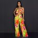 Women's Clothing Printed ruffled sling wide leg two piece suit_ecoleips.com