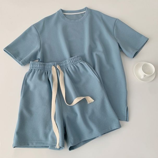 Women's Clothing Pocket Sports Shorts Two Piece Summer Loose Elastic Casual Solid Color Suit_ecoleips.com