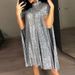 Sparkling A-Line Shift Dress With Batwing Sleeves For Women | Comfortable Loose Fit Party & Evening Wear_ecoleips.com