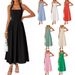 Women's Clothing Sleeveless Halter Neck Off Shoulder Pleated High Waisted Dress With Pockets Fashion_ecoleips.com