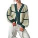 European And American Style Cross-border Knitted Sweater With Elegant V-neck, Loose Fit, Long Sleeve Cardigan Jacket_ecoleips.com