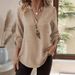 Women's Casual Loose V Neck Shirt 2025 Spring Summer European American Style plus Size Solid Color Foreign Trade New Top_ecoleips.com
