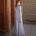 Hand-Sewn Diamond Embellished Evening Dress - Purple Fantasy Trumpet Sleeve Maxi Gown_ecoleips.com