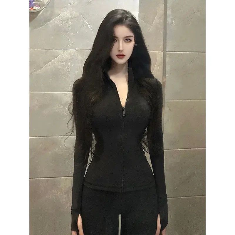 Clothing Tight Long Sleeve Jacket Coat Quick Dry Yoga Suit Autumn Winter Outdoor Sports Running Fitness Set Women_ecoleips.com