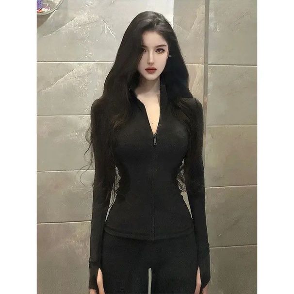 Autumn Winter Sports Lightweight Yoga Clothing, Quick-dry Tight-fitting Long-sleeve Jacket, Women's Professional Running_ecoleips.com