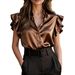 2026 Bestseller On And : New Summer Style Satin Ruffle Short-Sleeve Women's Blouse_ecoleips.com