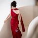 Red One Shoulder Engagement Dress New Chinese Style Bridal Morning Robe Luxury Unique Wedding Toast Women's Party Wear_ecoleips.com