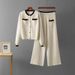 Elegant Women's Knitted Suit Set - Long Sleeve Blouse & High-Waisted Drape Pants For Autumn/Winter_ecoleips.com